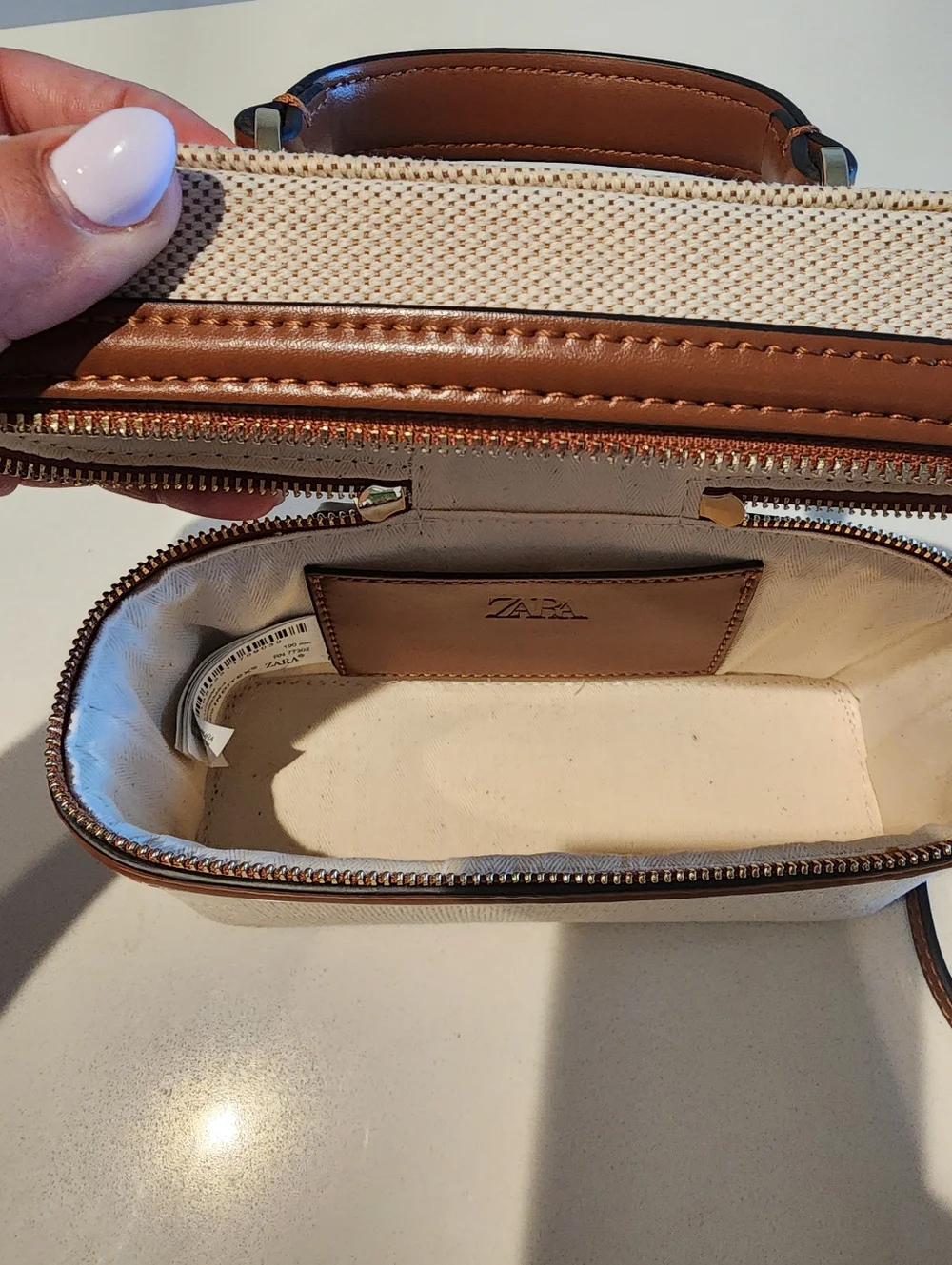 Zara Cream And Tan Box Bag Crossbody - Picture 9 of 12